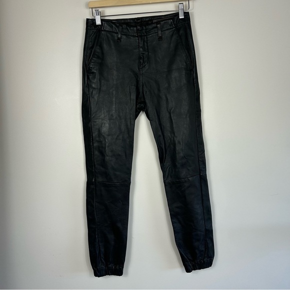 Rag & Bone Pajama Genuine Lamb Leather Black Jogger Pants sz 24 - Picture 2 of 8